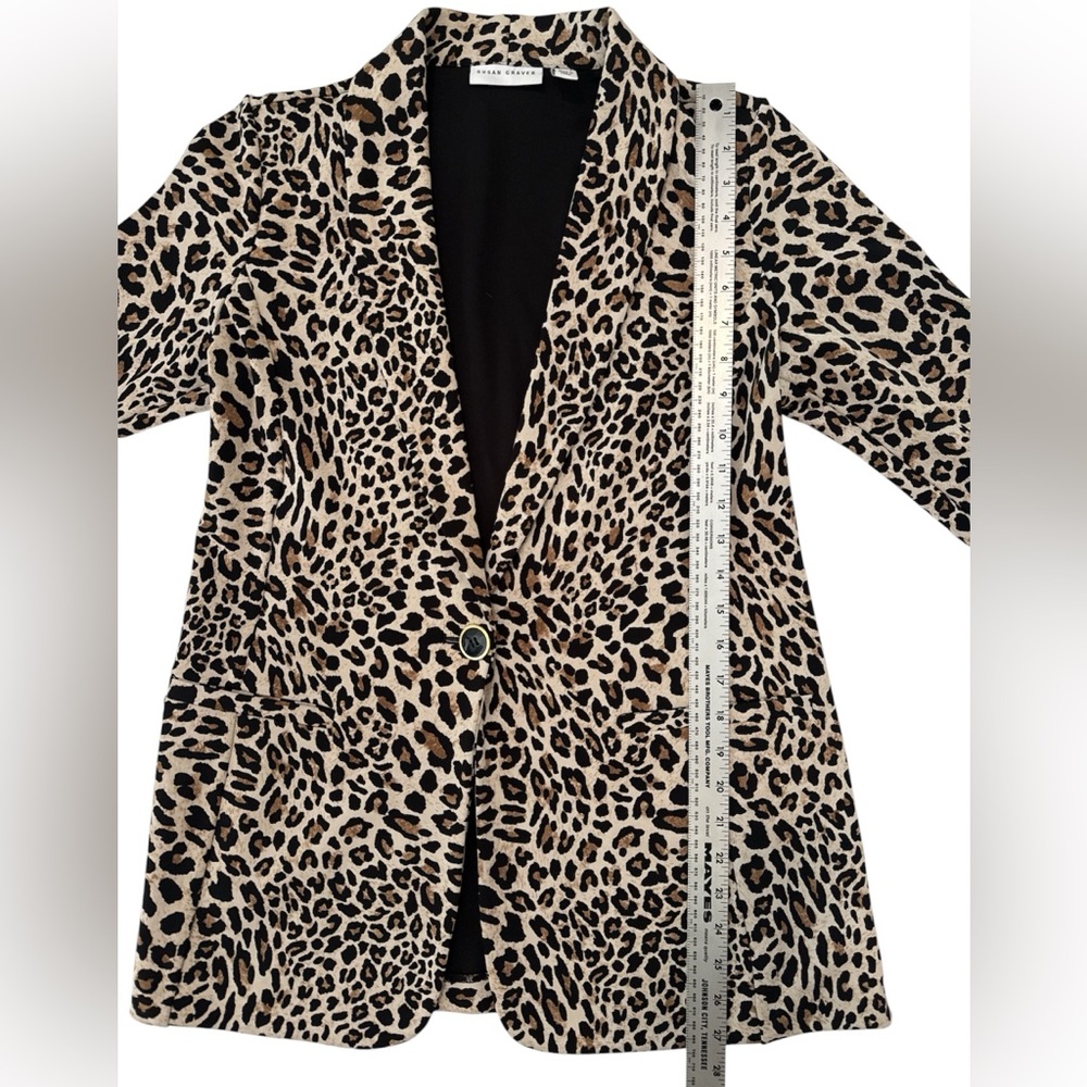🐆Susan Graver Cheetah Print Single-Button Blazer - Beige & Black Size XS - NWOT - Picture 4 of 11